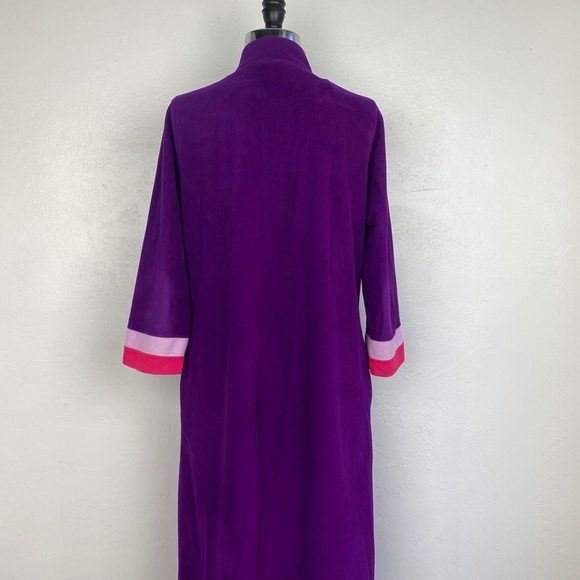Vintage Vanity Fair Womens Purple Velour Robe Size 8 Maxi 3/4 Zip Lounge Wear - Picture 5 of 7
